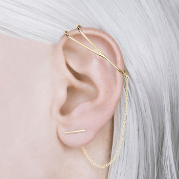 Chain Rose Gold Plated Silver Ear Cuff Earrings, 2 of 4