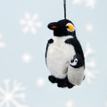 Felt Penguin And Baby Christmas Decoration, 2 of 2