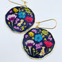 Real Flowers Black Round Earrings Medium Hand Made, thumbnail 1 of 11