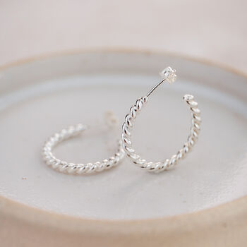 Sterling Silver Twisty Everyday Hoops, 2 of 5