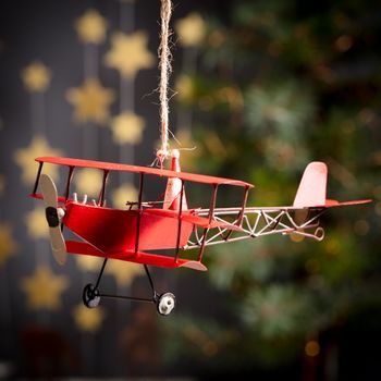 Santa In His Red Tri Plane Hanging Decoration, 2 of 2
