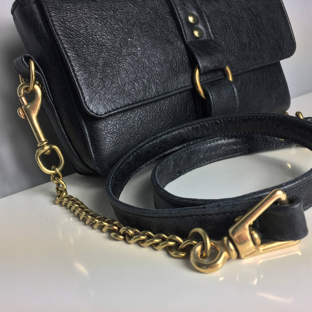 handcrafted black leather chain handbag by freeload accessories ...