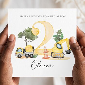 Construction 3rd Birthday Card For Boy, Any Age And Relationship, 2 of 4