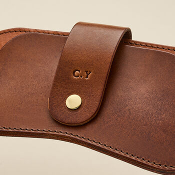 Personalised Leather Glasses Case With Clip, 3 of 4