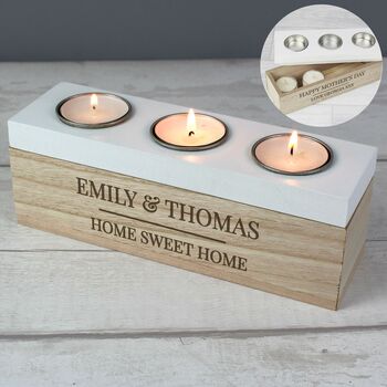 Personalised Wooden Tealight Holder Box, 3 of 6