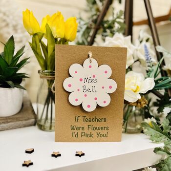 Personalised Teacher Thank You Wooden Flower Card, 2 of 9