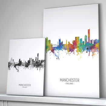 Manchester Skyline Portrait Print And Box Canvas, 2 of 5