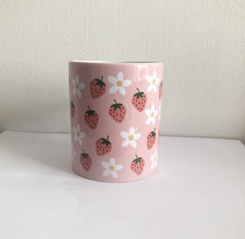 Pink Strawberries And Flowers Mug, 2 of 4