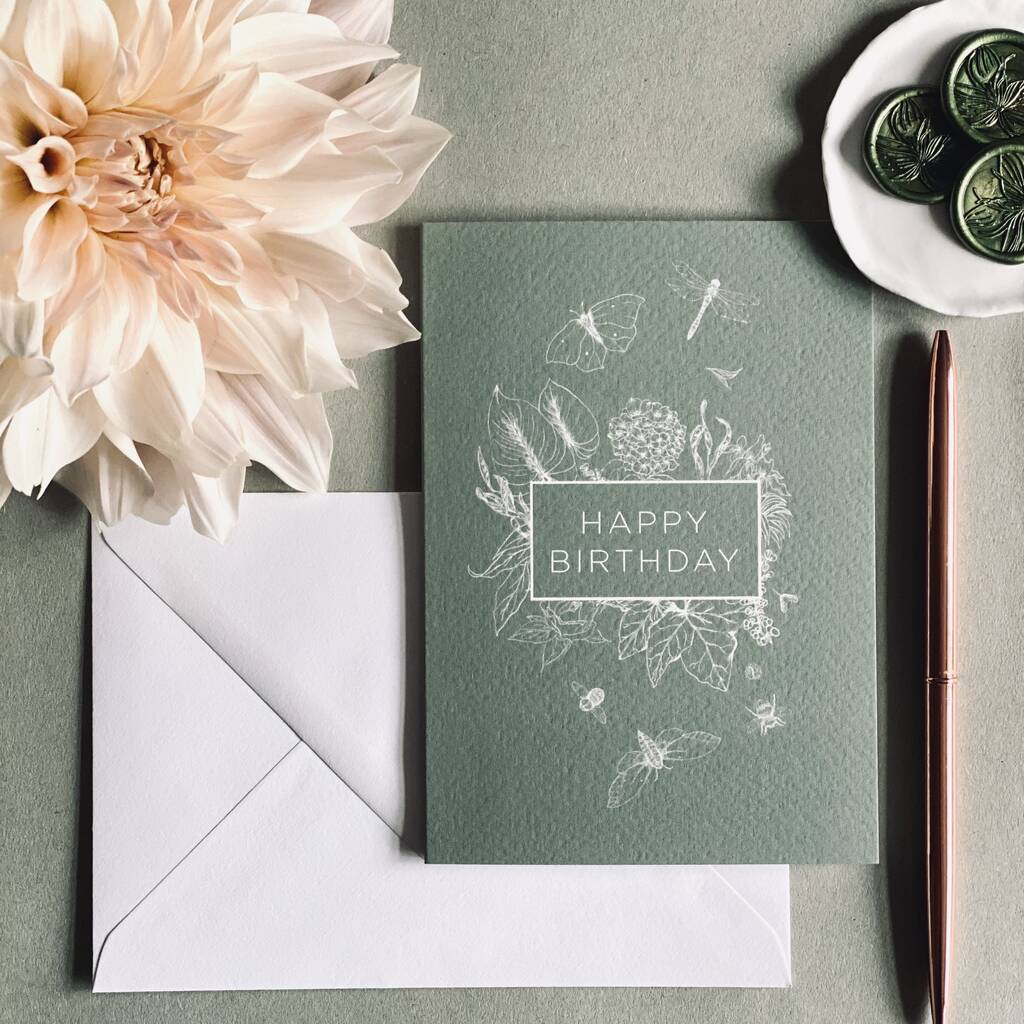 Happy Birthday Botanical Greeting Card By Sleepy Bee Studio ...