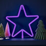 Large Lilac Light Up Christmas Star Neon Light, thumbnail 1 of 3