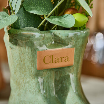 Set Of Two Personalised Green Welly Planters, 5 of 8