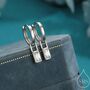 Sterling Silver Baguette Cz Huggie Hoop Earrings, thumbnail 1 of 12
