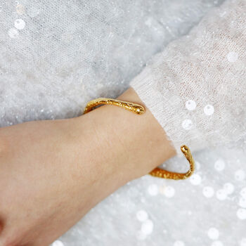 Molten Twist Gold Cuff Bangle, 4 of 6