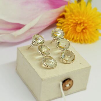 Green Amethyst Sterling Silver Earrings, 3 of 8