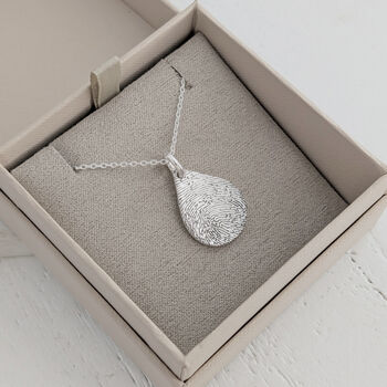 Silver Fingerprint Dewdrop Pendant, 2 of 5