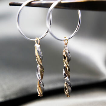 Hand Spiralled 9ct Gold And Sterling Silver Earrings, 5 of 6