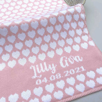 Personalised Knitted Heart Baby Blanket, 4 of 11