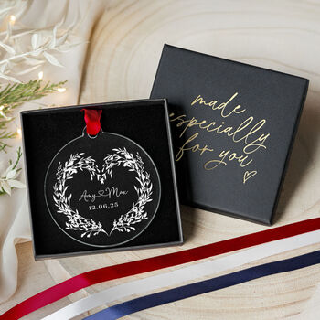 Personalised Wedding Ornament Custom Names And Date, 3 of 8