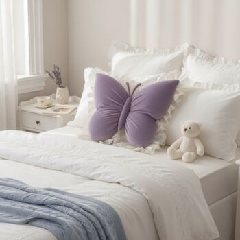 Velvet And Lace Butterfly Cushion, 5 of 10