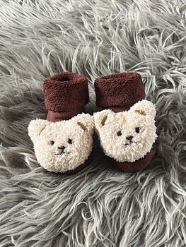 Brown Teddy Bear Baby Socks, 10 of 10