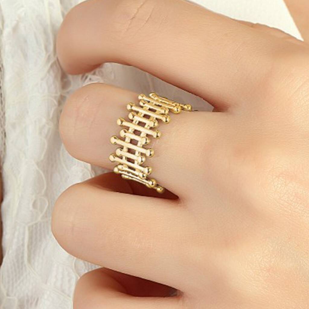 Bar Bead Ring In Sterling Silver By Spero London