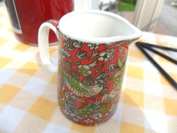 Cream Jug In Red Strawberry Thief Design, 7 of 8