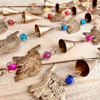 Large Recycled Brass Elephant Wind Chime Bells, 7 of 8