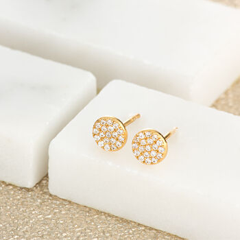 Sparkling Pave Circle Stud Earrings, 4 of 5