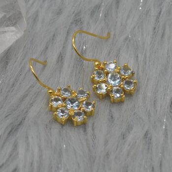 Blue Topaz Gold Dangle Earrings, 4 of 8