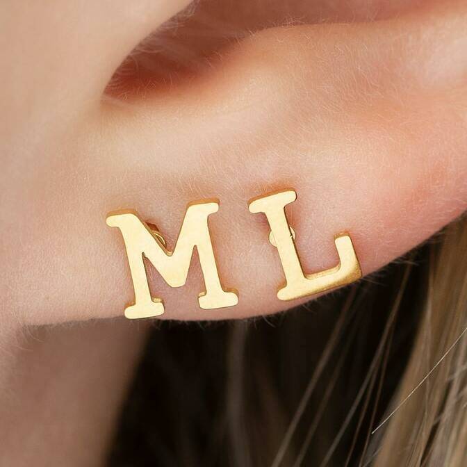 Big Letter Alphabet Earrings 18 Ct Gold Or Silver, 1 of 12