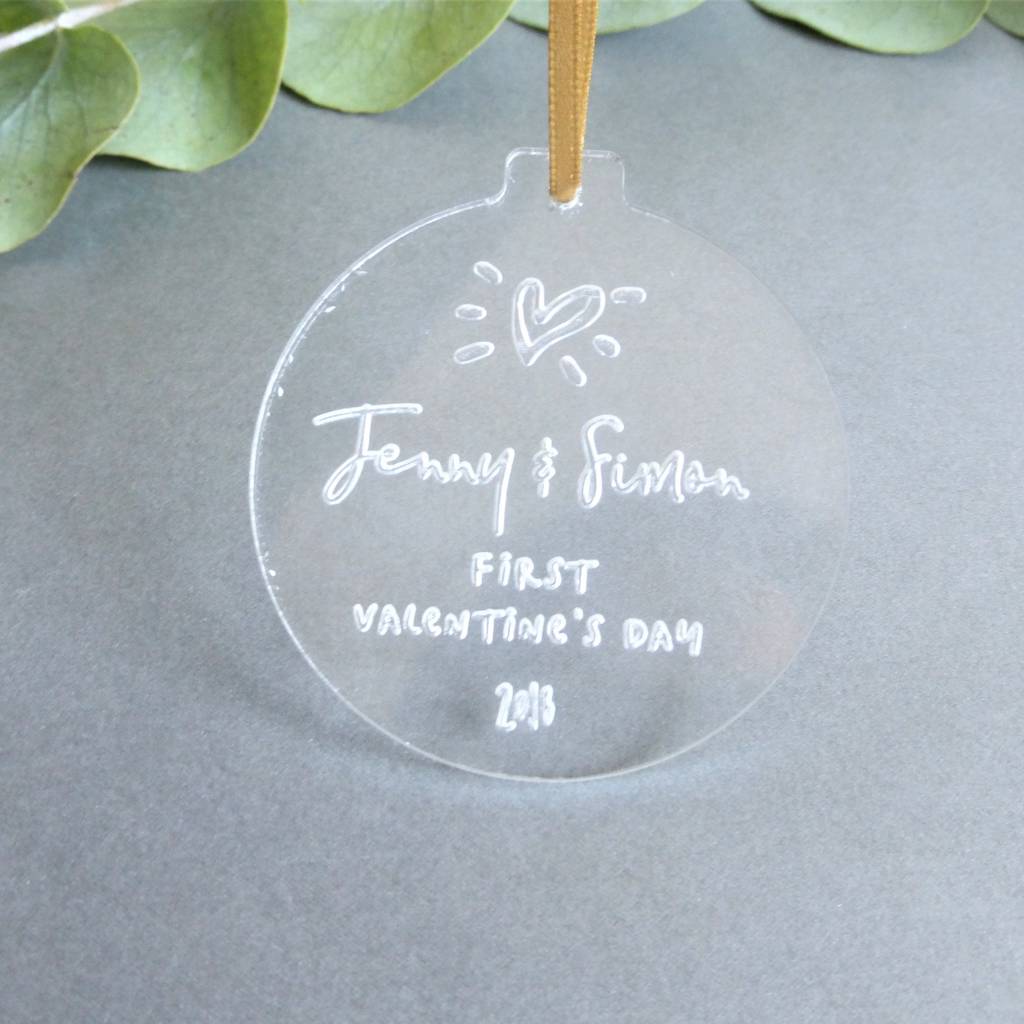 First Valentine's Day Personalised Bauble Decoration