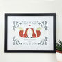 Personalised Fox Couple Print Gift, thumbnail 1 of 8