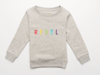 'Rebel' Embroidered Children's Organic Sweatshirt, 7 of 8