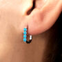 Sterling Silver Turquoise Rectangular Hoop Earrings, thumbnail 3 of 8