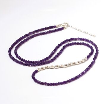 Long Amethyst And Sterling Silver Beaded Necklace, 6 of 11
