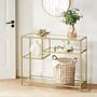 Console Table Tempered Glass Metal Frame Modern Shelves, thumbnail 3 of 7