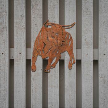 Metal Bull Gift For Rodeo Lover Cowboy Wall Art, 8 of 10