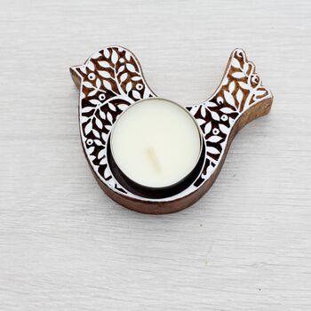 Set Of Three Carved Wooden Bird Tealight Holders, 3 of 7