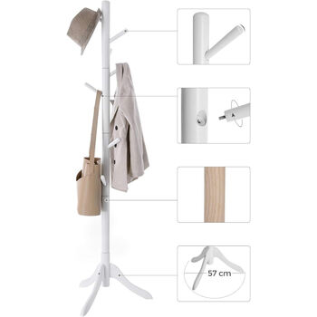 Wooden Coat Rack Tree Stand Eight Hooks, 4 of 8
