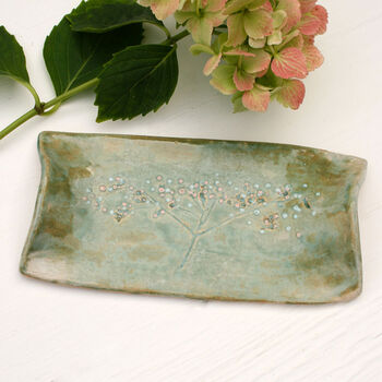 Green Floral Ceramic Butter Tray, 2 of 6