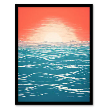 Horizon Hour Abstract Sunset Orange Teal Wall Art Print, 5 of 6