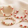Red And White Twisted Enamel Hoops In Gold Plating, thumbnail 7 of 8
