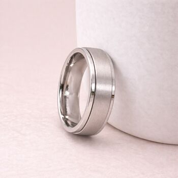 Men’s Personalised Brushed Stainless Steel Wide Spinner Ring – 8mm, 2 of 12