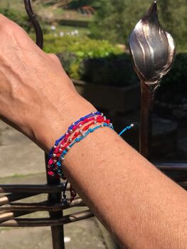 Lucky Bracelet In Sterling Silver With Layered Coloured Bracelet, 4 of 4