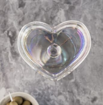 Set Of Two Glass Heart Shaped Champagne Coupes, 2 of 4