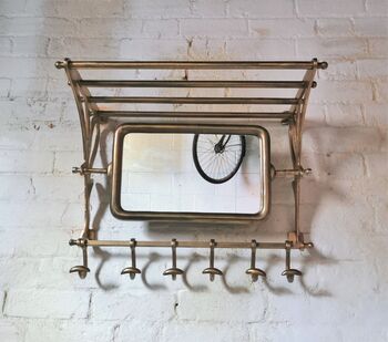 Antiqued Gold Retro Mirror Rack And Hooks, 2 of 5