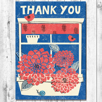 Thank You Retro Flowers Card, 2 of 2