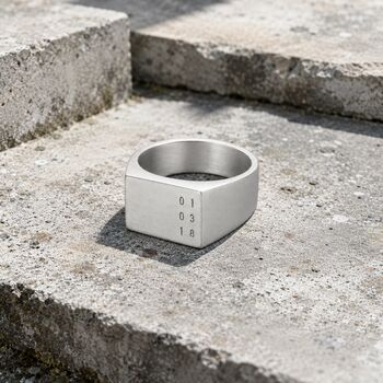 Personalised Date Chunky Silver Signet Ring, 2 of 5