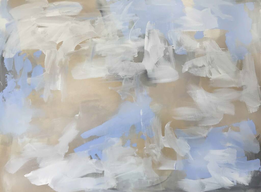 Abstract Sky Blue Original Painting On Canvas By Abstract House