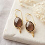 Brown Topaz Oval Drop Gold Plated Earrings, thumbnail 3 of 12